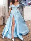 Ball Gown Off-the-shoulder Satin Floor-length Sashes / Ribbons Prom Dresses #UKM020109524