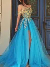 Ball Gown/Princess Off-the-shoulder Tulle Sweep Train Evening Dresses With Split Front PT020113948