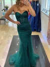 Trumpet/Mermaid Sweetheart Tulle Sweep Train Prom Dresses With Appliques Lace #UKM020113953