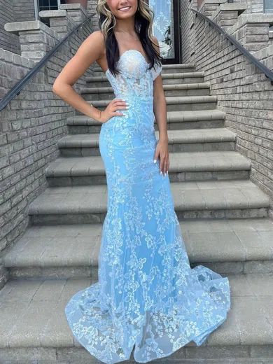 Royal blue lace mermaid hotsell prom dress