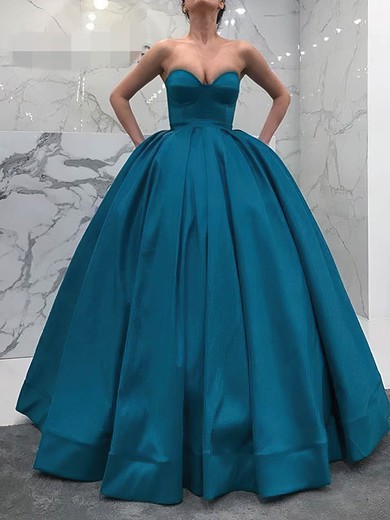 Ball Gown Sweetheart Satin Sweep Train Prom Dresses With Pockets #UKM020114204