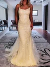 Mermaid Scoop Neck Tulle Beaded Prom Dresses With Appliques #UKM020114240