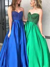Ball Gown/Princess Sweetheart Satin Sweep Train Prom Dresses With Beading #UKM020114415