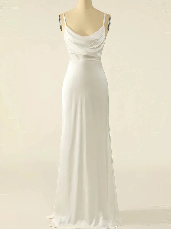 Sheath/Column Cowl Neck Silk-like Satin Floor-length Prom Dresses #UKM020114609