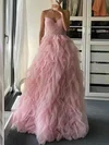 Princess V-neck Tulle Floor-length Prom Dresses With Cascading Ruffles #UKM020114636