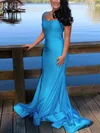 Trumpet/Mermaid Scoop Neck Jersey Sweep Train Prom Dresses With Ruffles #UKM020114736