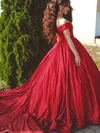 Ball Gown Off-the-shoulder Glitter Sweep Train Prom Dresses #UKM020114791