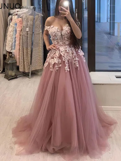 Pink prom dresses off the shoulder hotsell