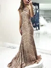 Trumpet/Mermaid Scoop Neck Sequined Sweep Train Prom Dresses #UKM020114970