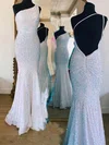 Trumpet/Mermaid One Shoulder Sequined Sweep Train Prom Dresses With Ruffles #UKM020115011