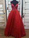Ball Gown V-neck Glitter Floor-length Prom Dresses With Pockets #UKM020115044