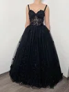Ball Gown Sweetheart Tulle Floor-length Prom Dresses With Appliques Lace #UKM020115056