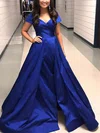 Ball Gown Off-the-shoulder Satin Sweep Train Prom Dresses With Split Front #UKM020115066