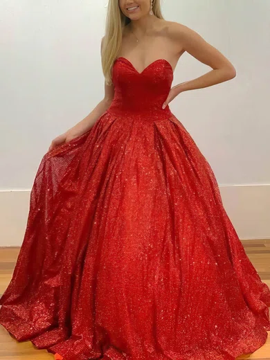 Ball Gown Strapless Glitter Prom Dresses #UKM020115081