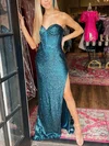 Sheath/Column Sweetheart Sequined Sweep Train Prom Dresses With Split Front #UKM020115107