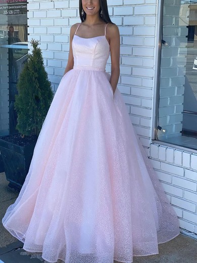 Ball Gown Scoop Neck Glitter Floor-length Prom Dresses With Pockets #UKM020115260