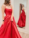 Ball Gown Scoop Neck Satin Sweep Train Prom Dresses #UKM020115410