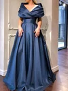 Ball Gown Off-the-shoulder Satin Sweep Train Prom Dresses With Ruffles #UKM020115488