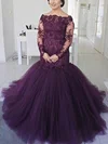 Trumpet/Mermaid Off-the-shoulder Tulle Sweep Train Prom Dresses With Appliques Lace #UKM020115545