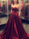 Ball Gown Sweetheart Satin Sweep Train Prom Dresses With Pockets #UKM020115555