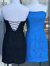 Sheath/Column Strapless Lace Short/Mini Short Prom Dresses With Beading #UKM020020110584