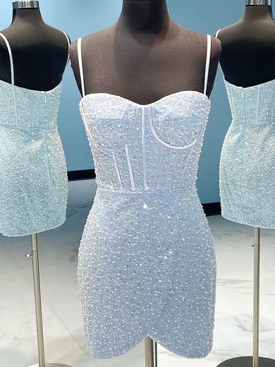 Sheath/Column Sweetheart Sequined Short/Mini Short Prom Dresses #UKM020020109834