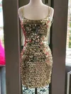 Sheath/Column Scoop Neck Sequined Short/Mini Short Prom Dresses #UKM020020110603