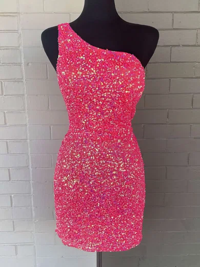 Sheath/Column One Shoulder Sequined Short/Mini Short Prom Dresses #UKM020020110609