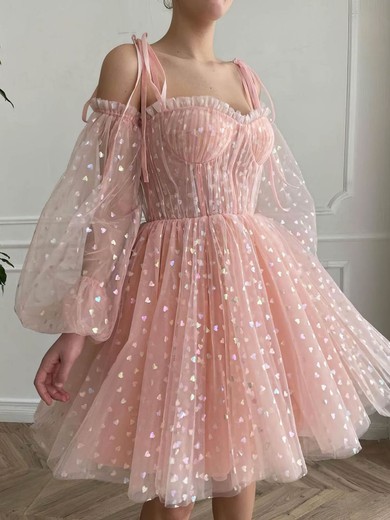A-line Sweetheart Tulle Knee-length Short Prom Dresses #UKM020020111478