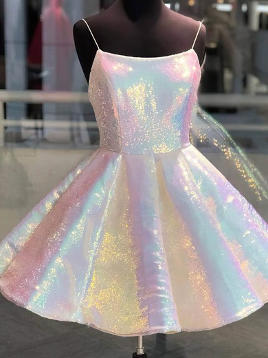 A-line Scoop Neck Glitter Short/Mini Short Prom Dresses #UKM020020110038