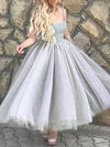 Princess Square Neckline Tulle Glitter Ankle-length Short Prom Dresses #UKM020020111576