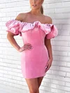 Sheath/Column Off-the-shoulder Velvet Short/Mini Short Prom Dresses #UKM020020111620