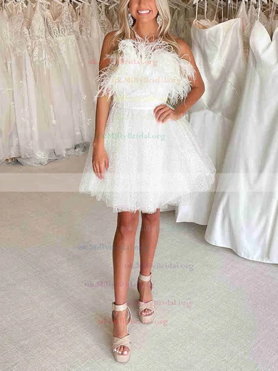 Short feather 2025 prom dress