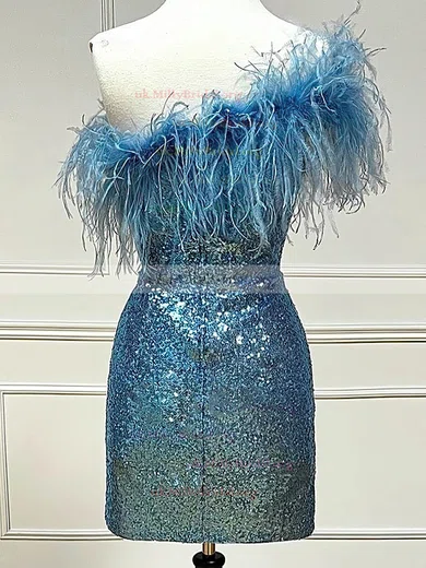 Short feather hot sale prom dress