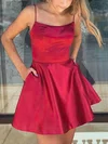 A-line Scoop Neck Silk-like Satin Short/Mini Short Prom Dresses With Pockets #UKM020020110365