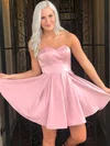 A-line Strapless Silk-like Satin Short/Mini Short Prom Dresses #UKM020020110189