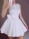 A-line Scoop Neck Satin Short/Mini Short Prom Dresses With Bow #UKM020020110232