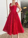 A-line Sweetheart Lace Ankle-length Pockets Short Prom Dresses #UKM020020109454