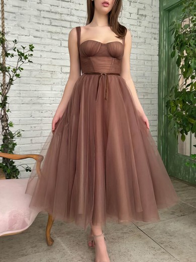 Ball Gown Sweetheart Tulle Ankle-length Sashes / Ribbons Short Prom Dresses #UKM020020110510