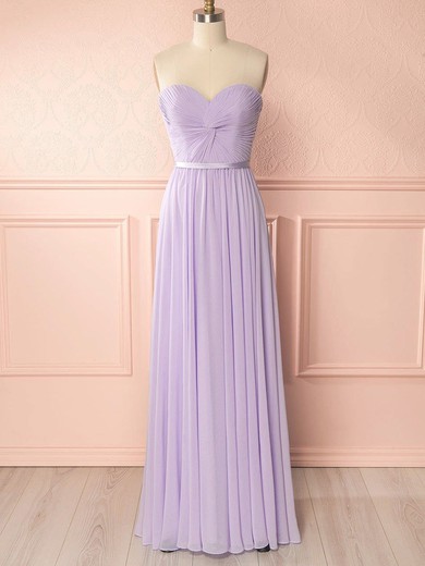 A-line Sweetheart Chiffon Floor-length Sashes / Ribbons Bridesmaid Dresses #UKM01014455