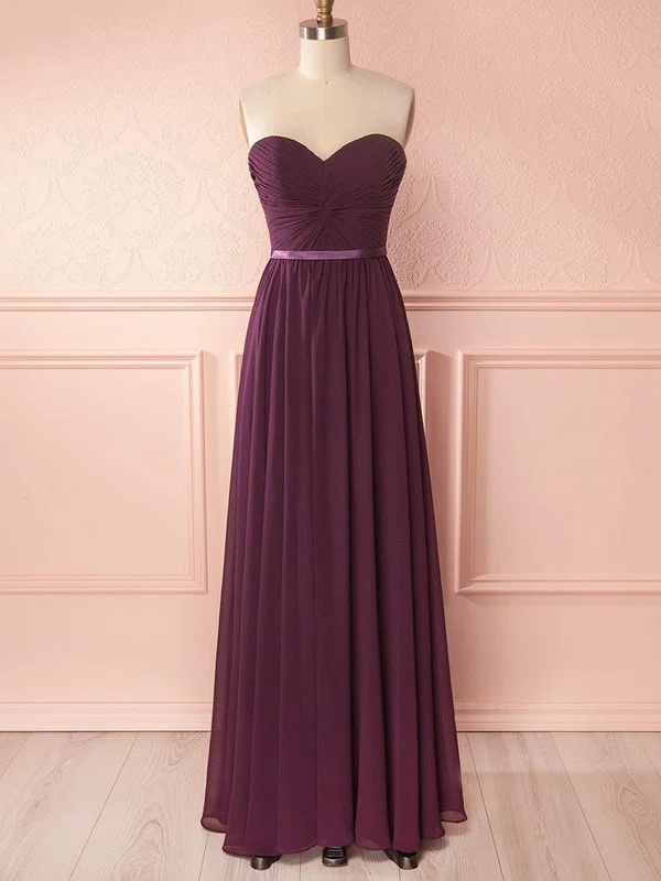A-line Sweetheart Chiffon Floor-length Bridesmaid Dresses With Sashes / Ribbons #UKM01014500