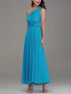 A-line One Shoulder Chiffon Ankle-length Bridesmaid Dresses With Sashes / Ribbons #UKM01014317