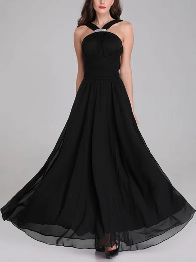 A-line V-neck Chiffon Floor-length Bridesmaid Dresses With Sashes / Ribbons #UKM01014319