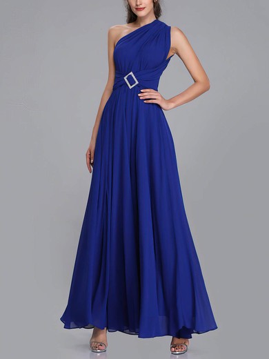 A-line One Shoulder Chiffon Ankle-length Bridesmaid Dresses With Sashes / Ribbons #UKM01014329