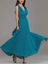 A-line V-neck Chiffon Ankle-length Bridesmaid Dresses With Sashes / Ribbons #UKM01014335
