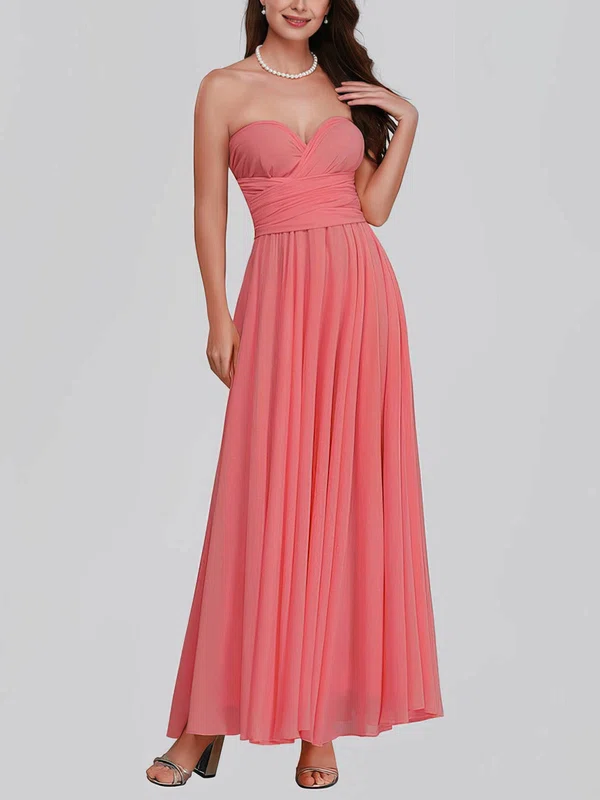 A-line Sweetheart Chiffon Ankle-length Bridesmaid Dresses With Sashes / Ribbons #UKM01014357