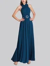 A-line V-neck Chiffon Floor-length Bridesmaid Dresses With Sashes / Ribbons #UKM01014361