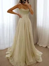 A-line Glitter Tulle Corset Prom Dresses with Ruched #UKM020115640