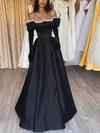Ball Gown/Princess Off-the-shoulder Satin Floor-length Evening Dresses With Pearl Detailing PT020115673