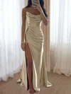 Pretty Mermaid Strapless Satin Corset Prom Dresses with Ruched #UKM020115778